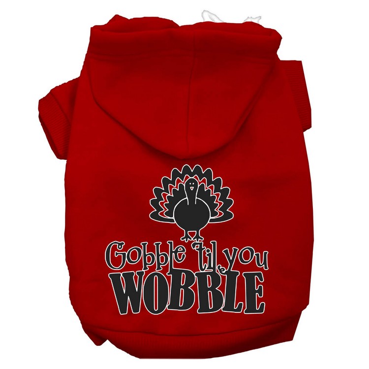 Gobble til You Wobble Screen Print Dog Hoodie Red XS